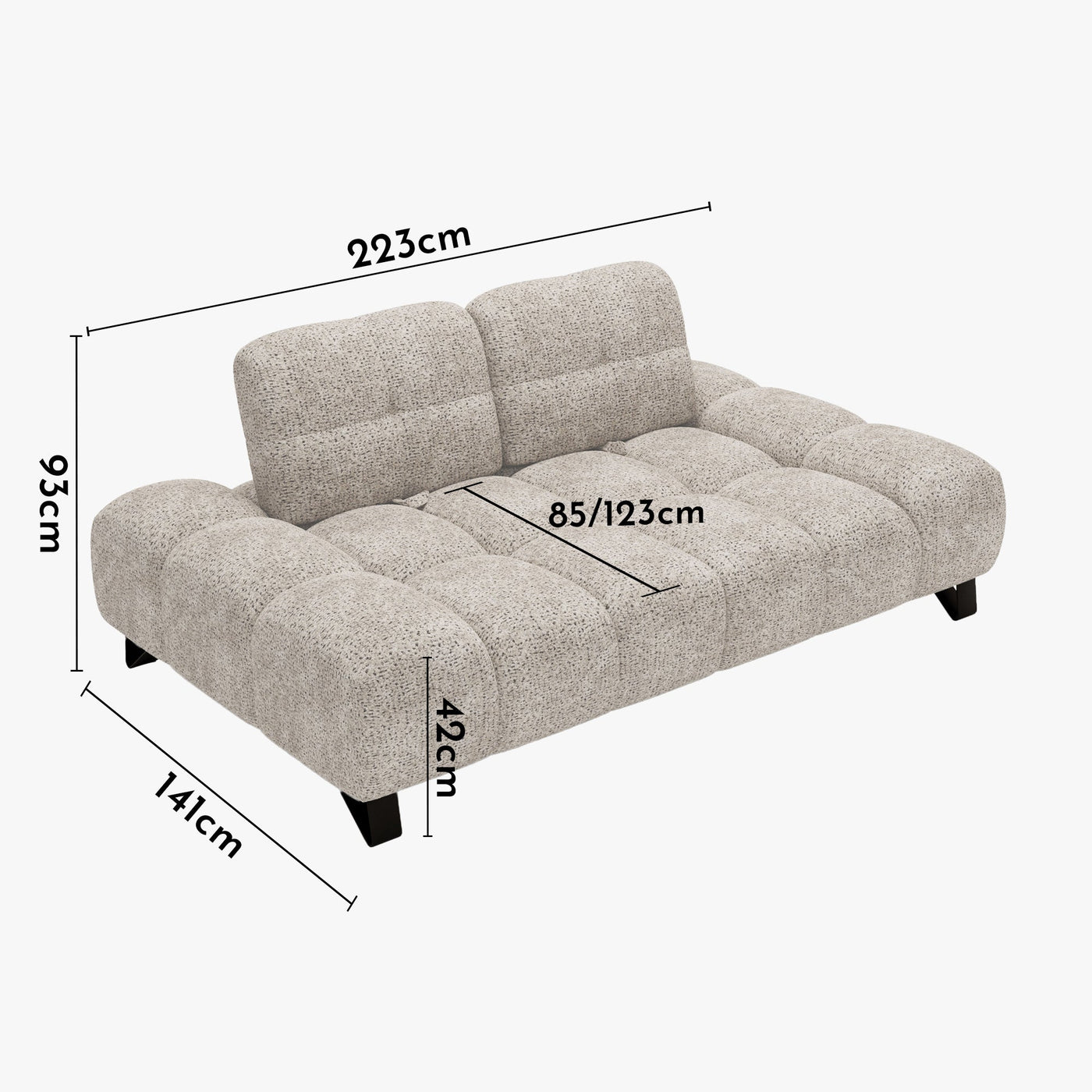 LOREA Canapé 2 places avec dossier amovible en tissu beige - Canapés fixes - Mobilier Deco