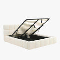 LORY Lit double en tissu bouclette beige avec coffre 160x200 cm