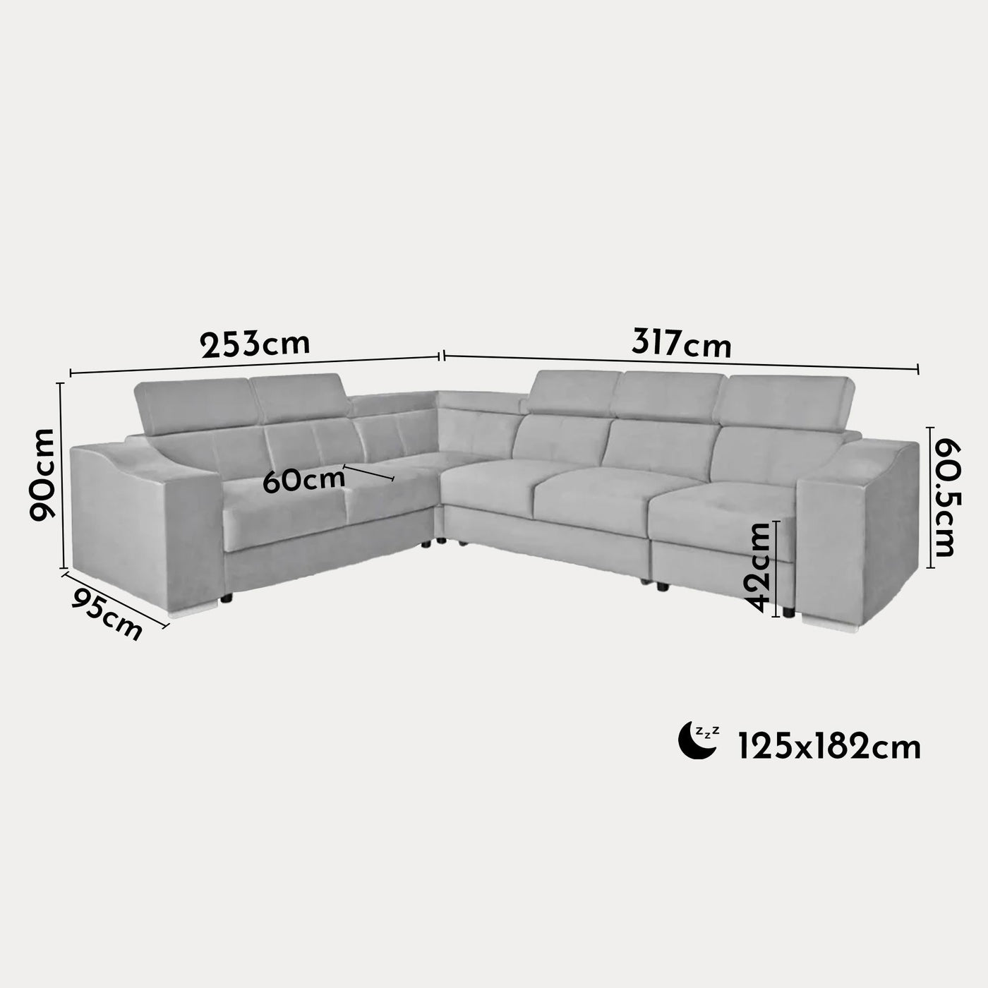 LUCKY Canapé d’angle convertible réversible en tissu velours gris clair - Canapé d'angle convertible - Mobilier Deco
