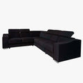 LUCKY Canapé d’angle convertible réversible en tissu velours  noir