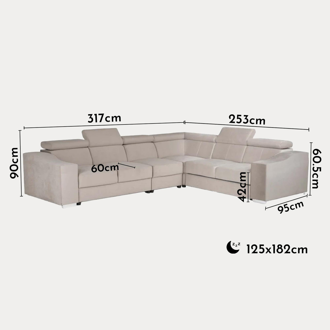 LUCKY Canapé d’angle convertible réversible en velours beige - Canapé d'angle convertible - Mobilier Deco