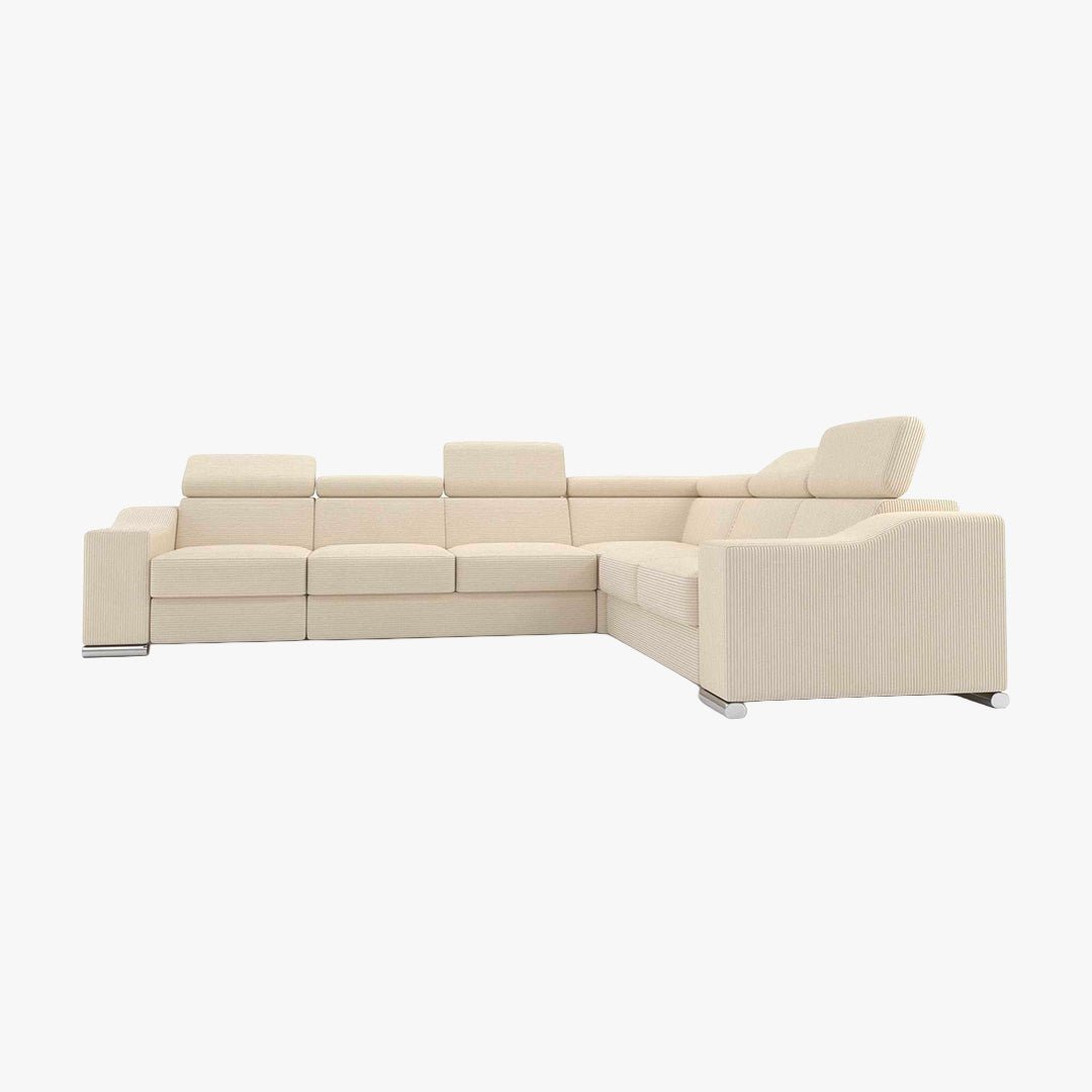 LUCKY COTELÉ Canapé d’angle convertible réversible en velours côtelé beige - Canapé d'angle convertible - Mobilier Deco