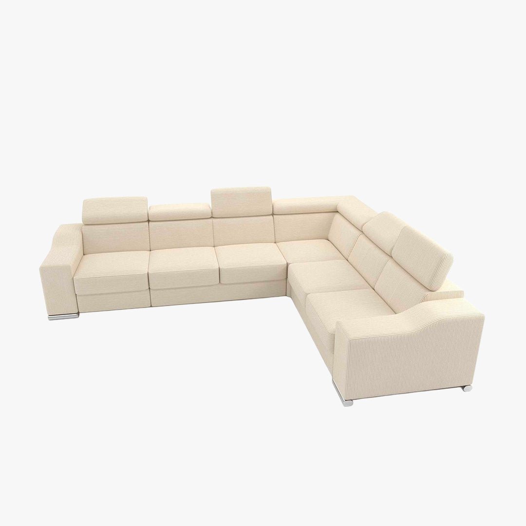 LUCKY COTELÉ Canapé d’angle convertible réversible en velours côtelé beige - Canapé d'angle convertible - Mobilier Deco