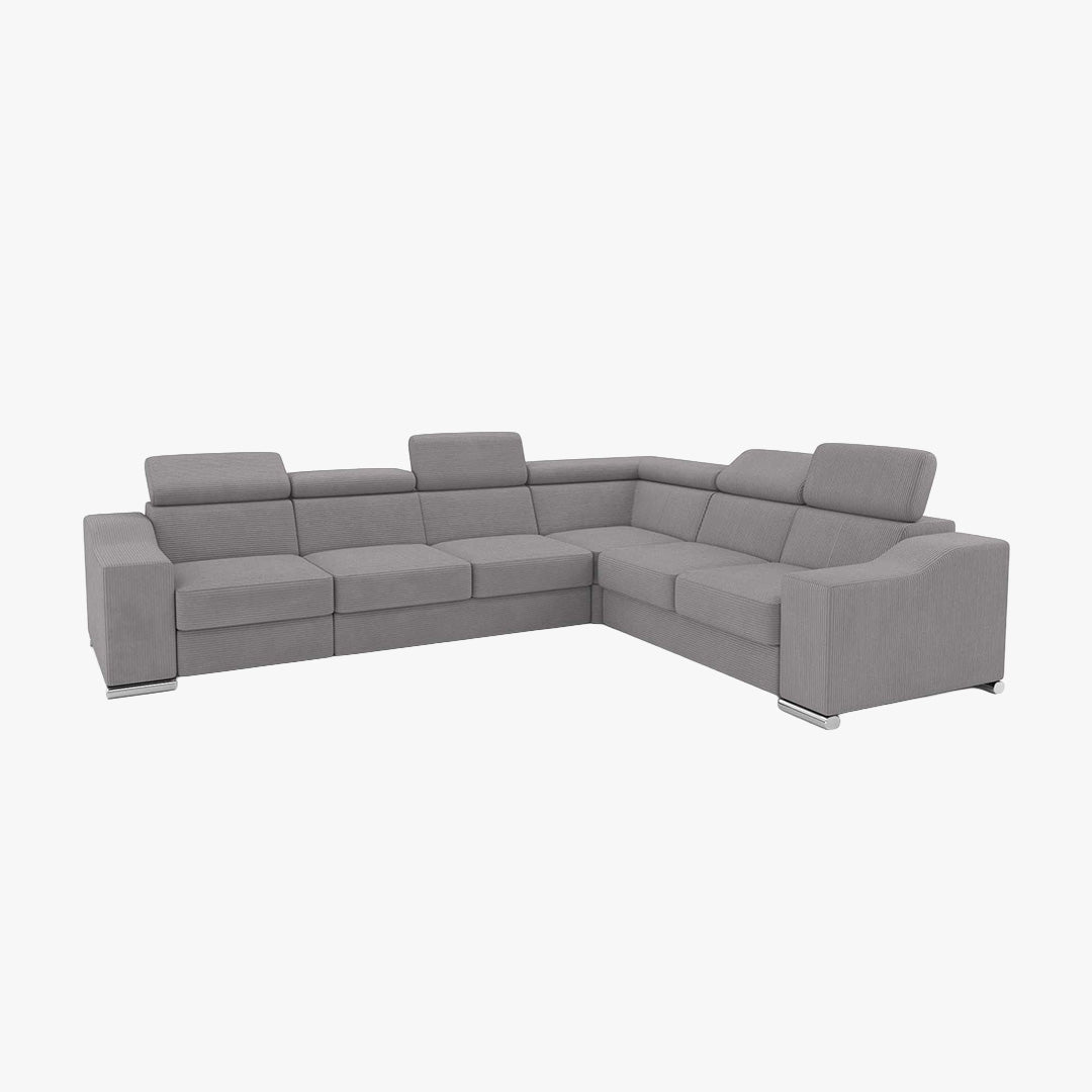 LUCKY COTELÉ Canapé d’angle convertible réversible en velours côtelé gris - Canapé d'angle convertible - Mobilier Deco