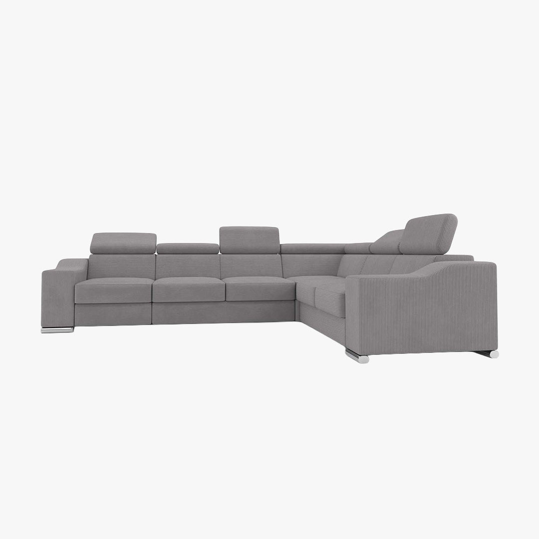LUCKY COTELÉ Canapé d’angle convertible réversible en velours côtelé gris - Canapé d'angle convertible - Mobilier Deco