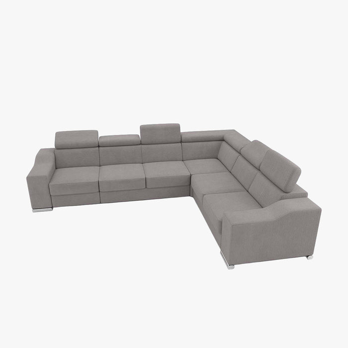 LUCKY COTELÉ Canapé d’angle convertible réversible en velours côtelé gris