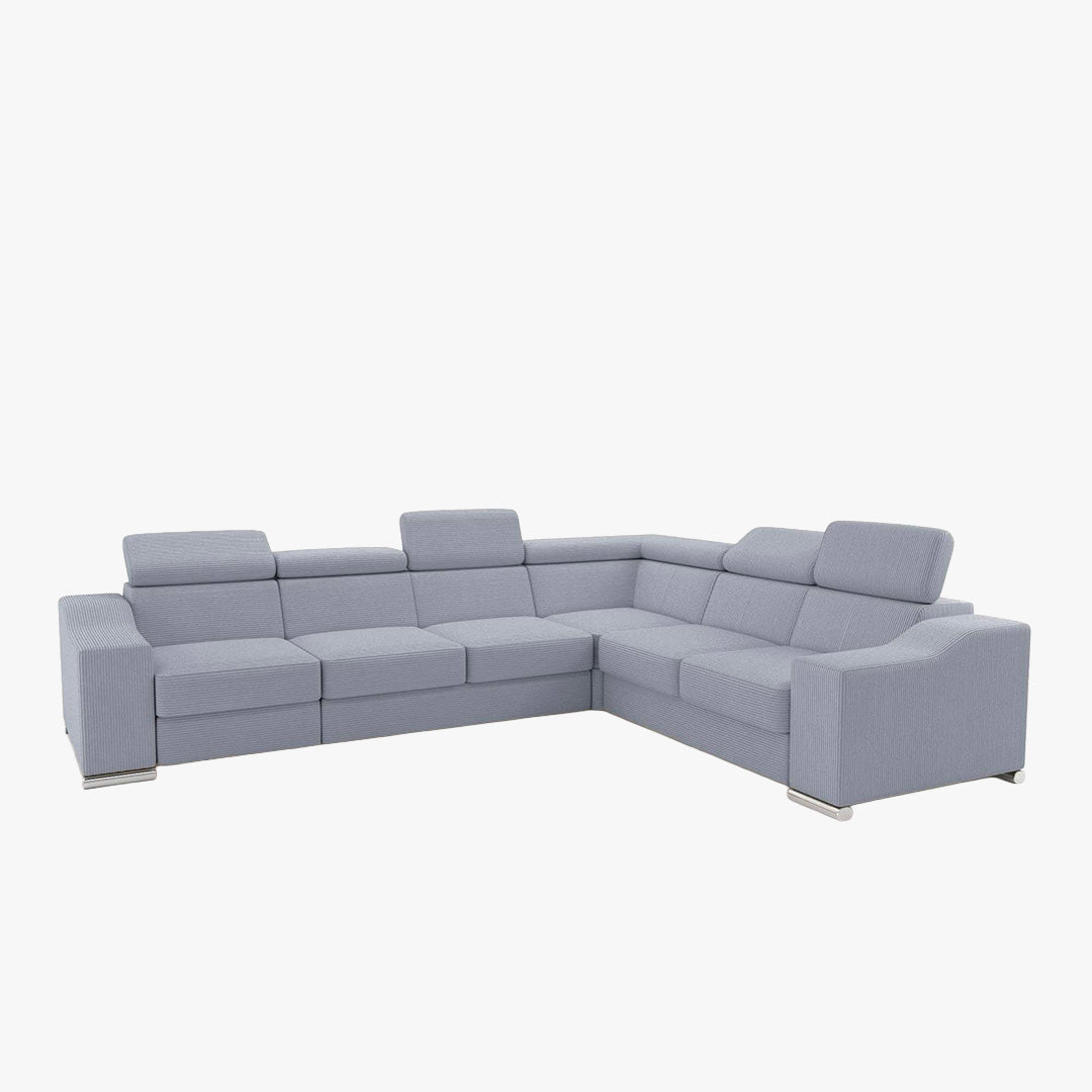 LUCKY COTELÉ Canapé d’angle convertible réversible en velours côtelé gris clair - Canapé d'angle convertible - Mobilier Deco