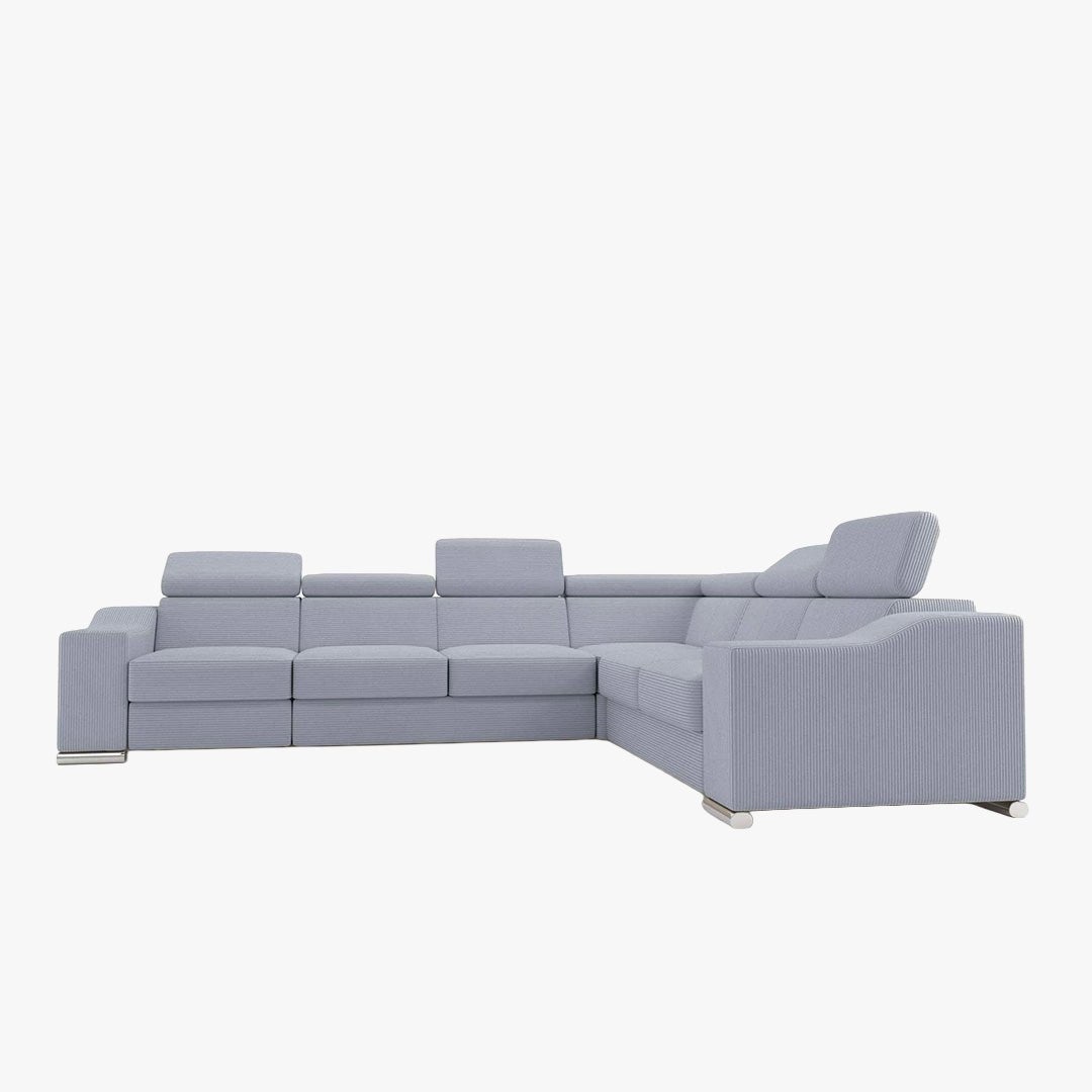 LUCKY COTELÉ Canapé d’angle convertible réversible en velours côtelé gris clair - Canapé d'angle convertible - Mobilier Deco