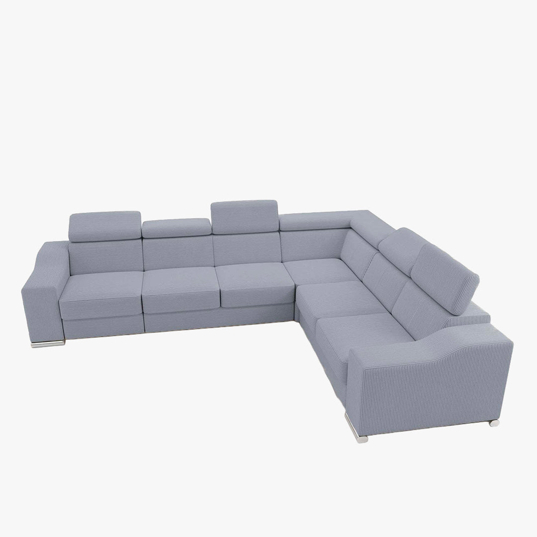 LUCKY COTELÉ Canapé d’angle convertible réversible en velours côtelé gris clair - Canapé d'angle convertible - Mobilier Deco
