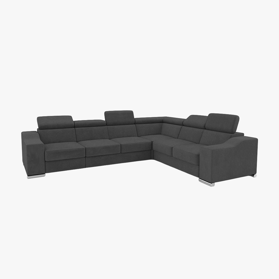 LUCKY COTELÉ Canapé d’angle convertible réversible en velours côtelé gris foncé - Canapé d'angle convertible - Mobilier Deco