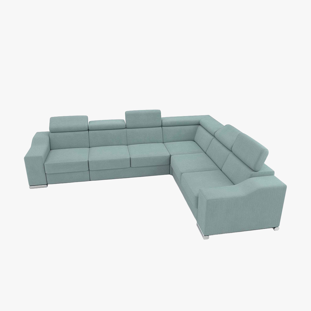 LUCKY COTELÉ Canapé d’angle convertible réversible en velours côtelé vert d'eau - Canapé d'angle convertible - Mobilier Deco