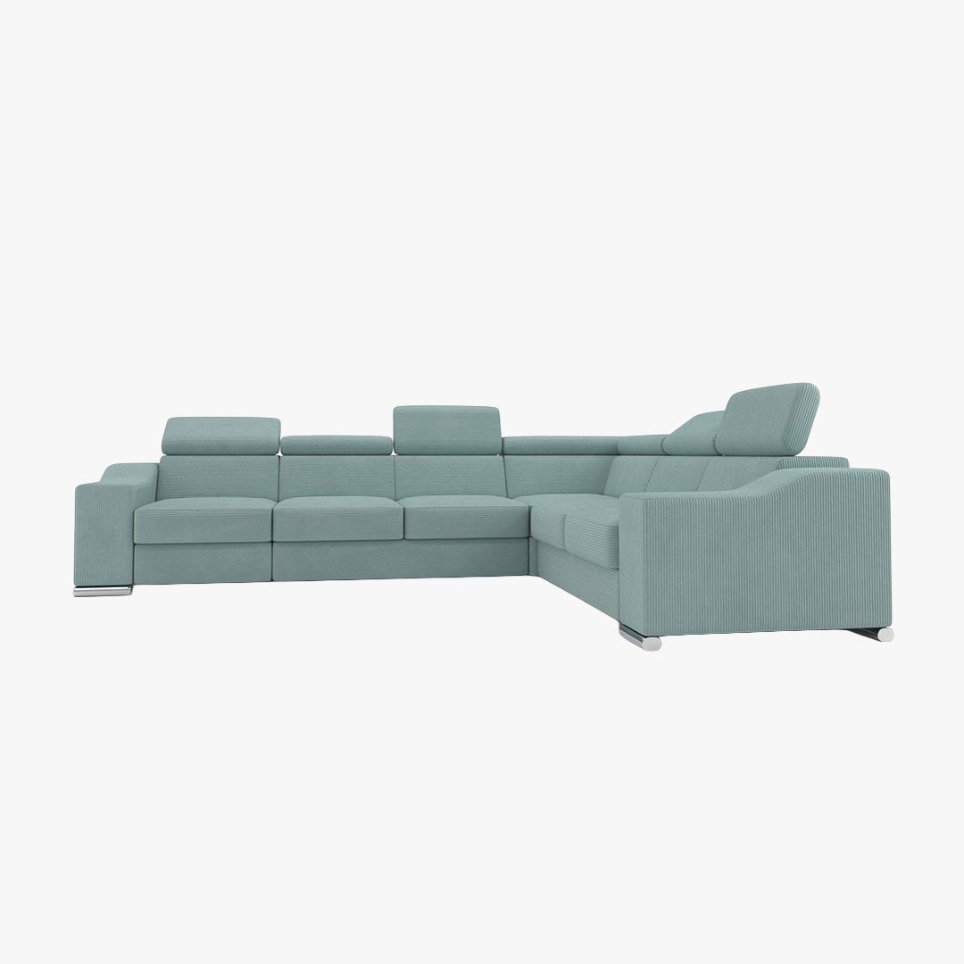 LUCKY COTELÉ Canapé d’angle convertible réversible en velours côtelé vert d'eau - Canapé d'angle convertible - Mobilier Deco
