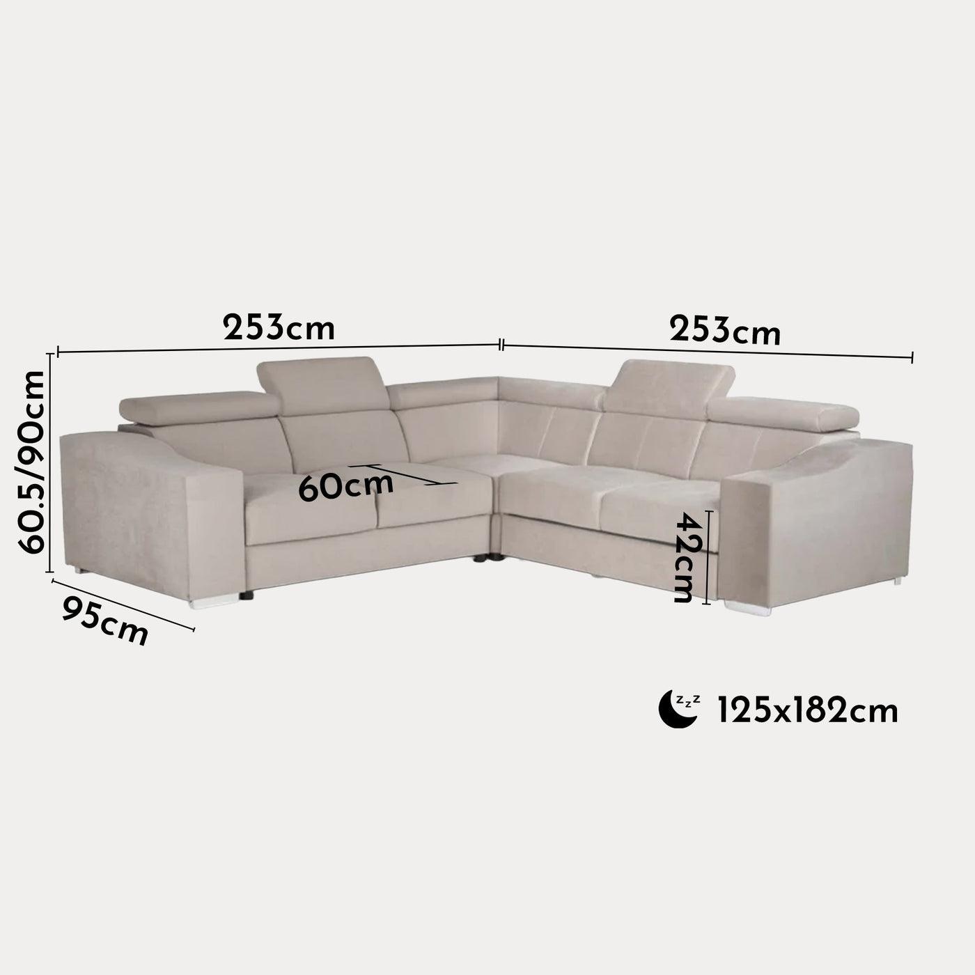 LUCKY MINI Canapé d’angle convertible réversible en velours beige - Canapé d'angle convertible - Mobilier Deco