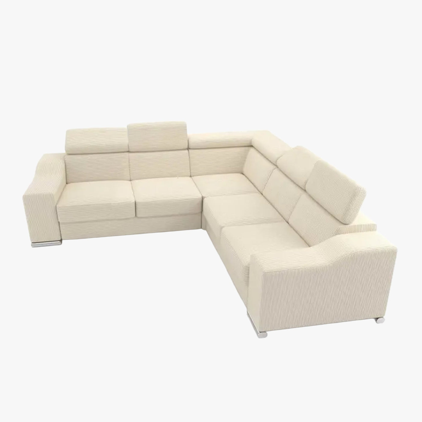 LUCKY MINI Canapé d’angle convertible réversible en velours côtelé beige - Canapé d'angle convertible - Mobilier Deco