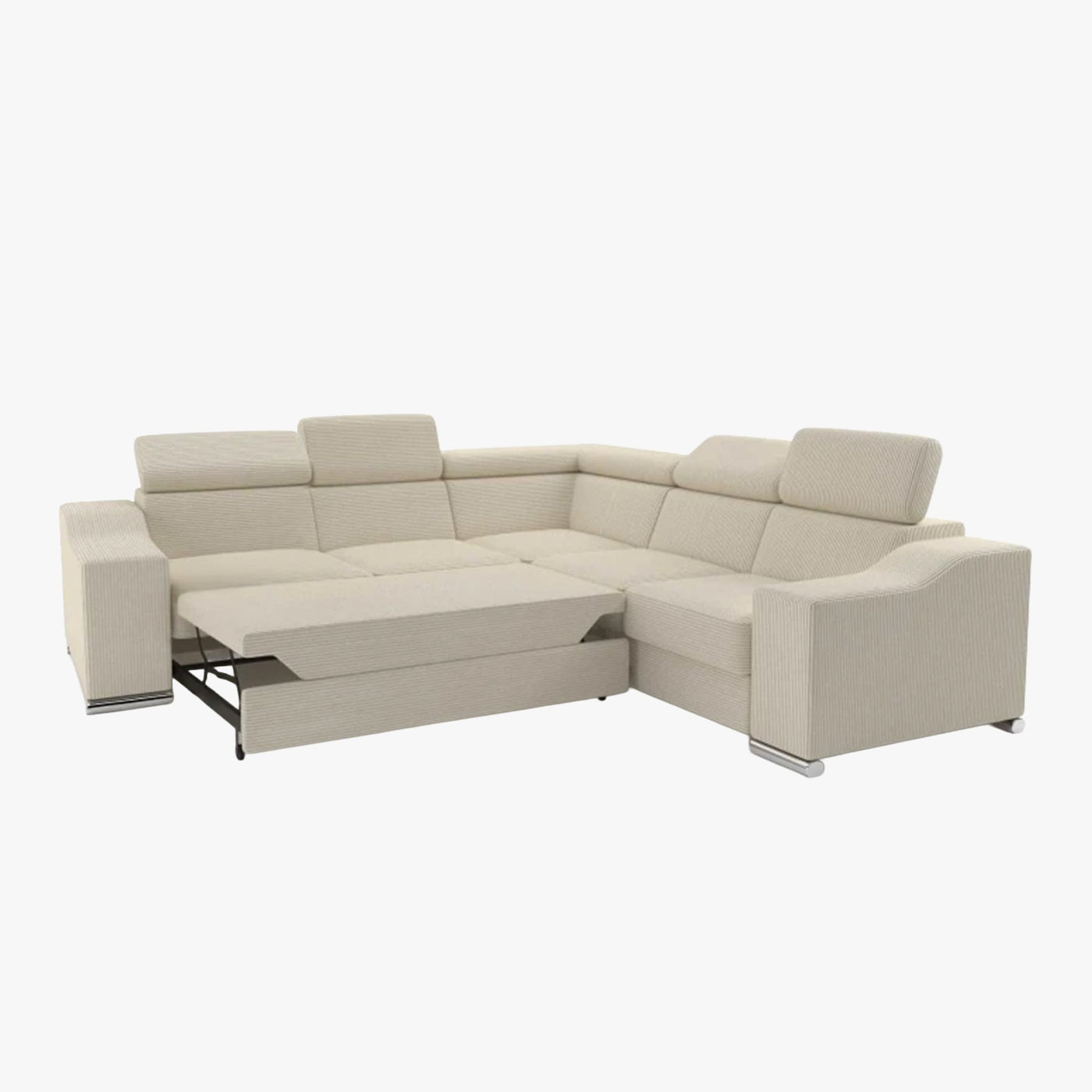 LUCKY MINI Canapé d’angle convertible réversible en velours côtelé beige - Canapé d'angle convertible - Mobilier Deco