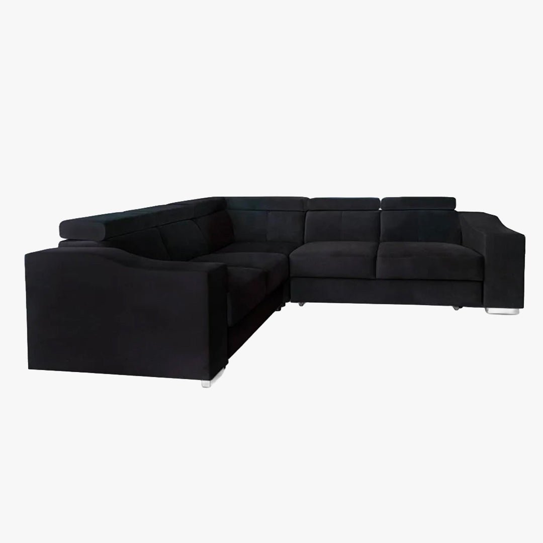 LUCKY MINI Canapé d’angle convertible réversible en velours noir - Canapé d'angle convertible - Mobilier Deco