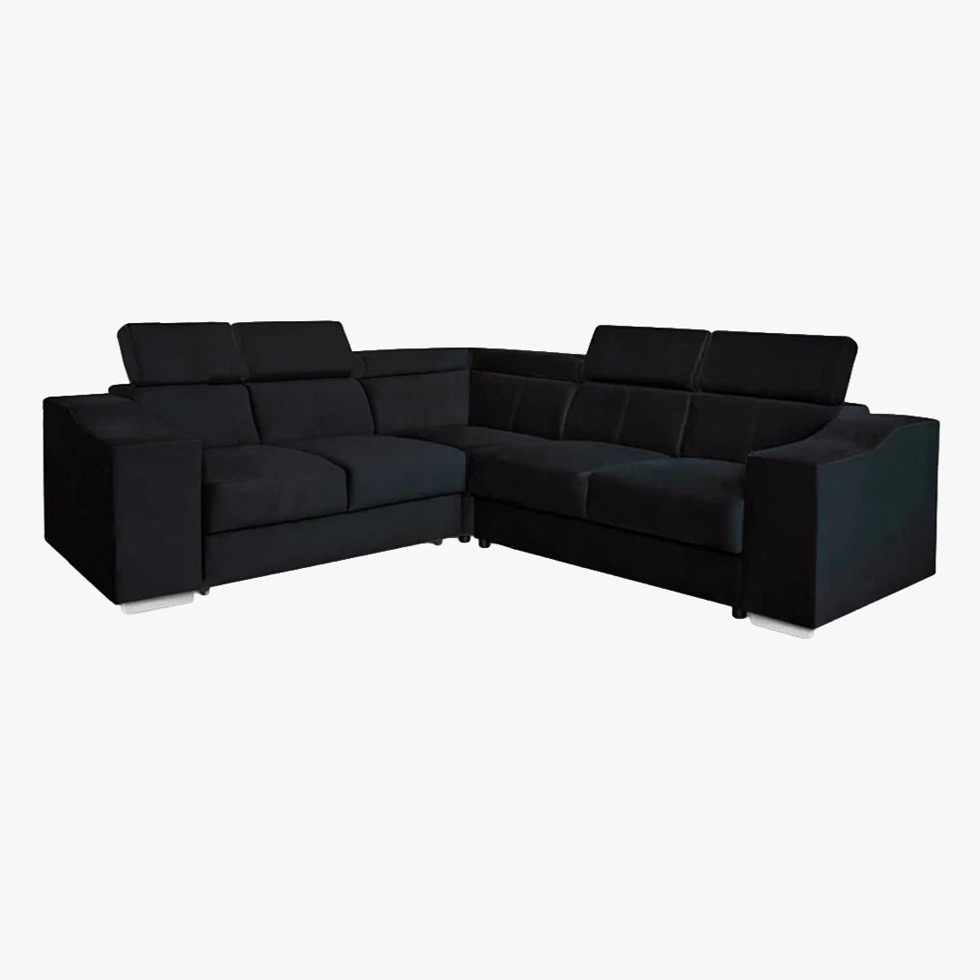 LUCKY MINI Canapé d’angle convertible réversible en velours noir - Canapé d'angle convertible - Mobilier Deco