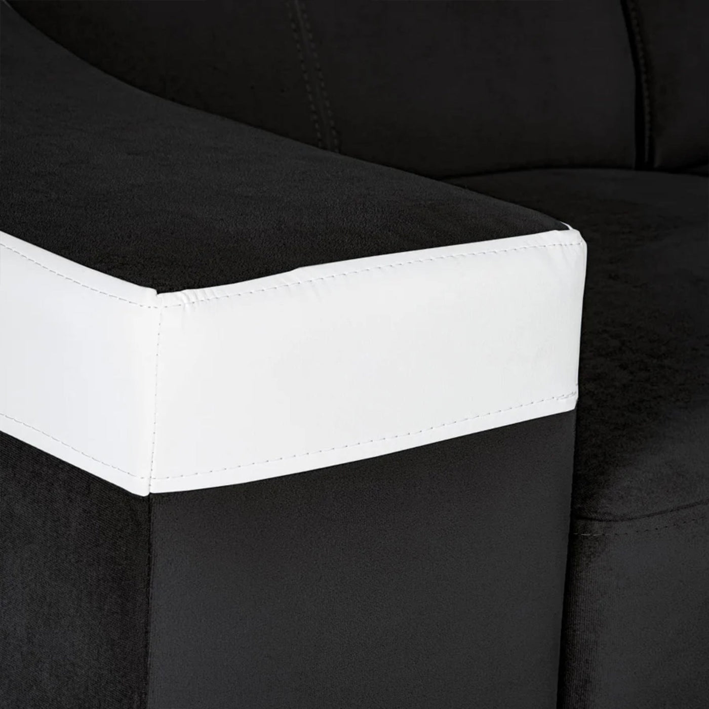 LUCKY MINI Canapé d’angle convertible réversible en velours noir et simili blanc - Canapé d'angle convertible - Mobilier Deco