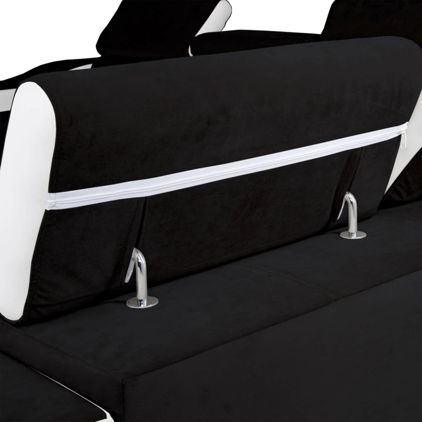 LUCKY MINI Canapé d’angle convertible réversible en velours noir et simili blanc - Canapé d'angle convertible - Mobilier Deco