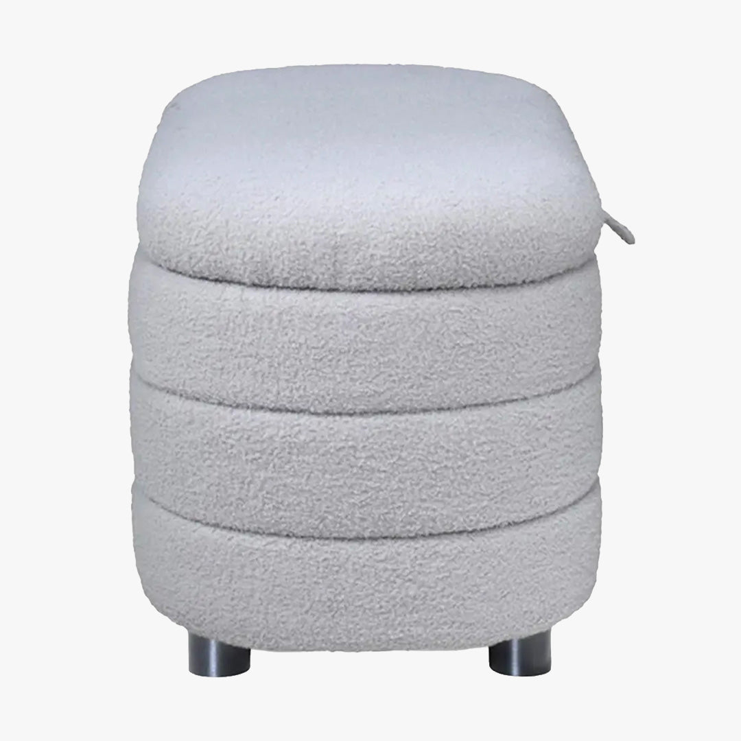 LUCY Banquette coffre en tissu effet peau de mouton gris - Banquettes - Mobilier Deco