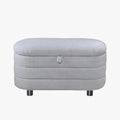 LUCY Banquette coffre en tissu effet peau de mouton gris