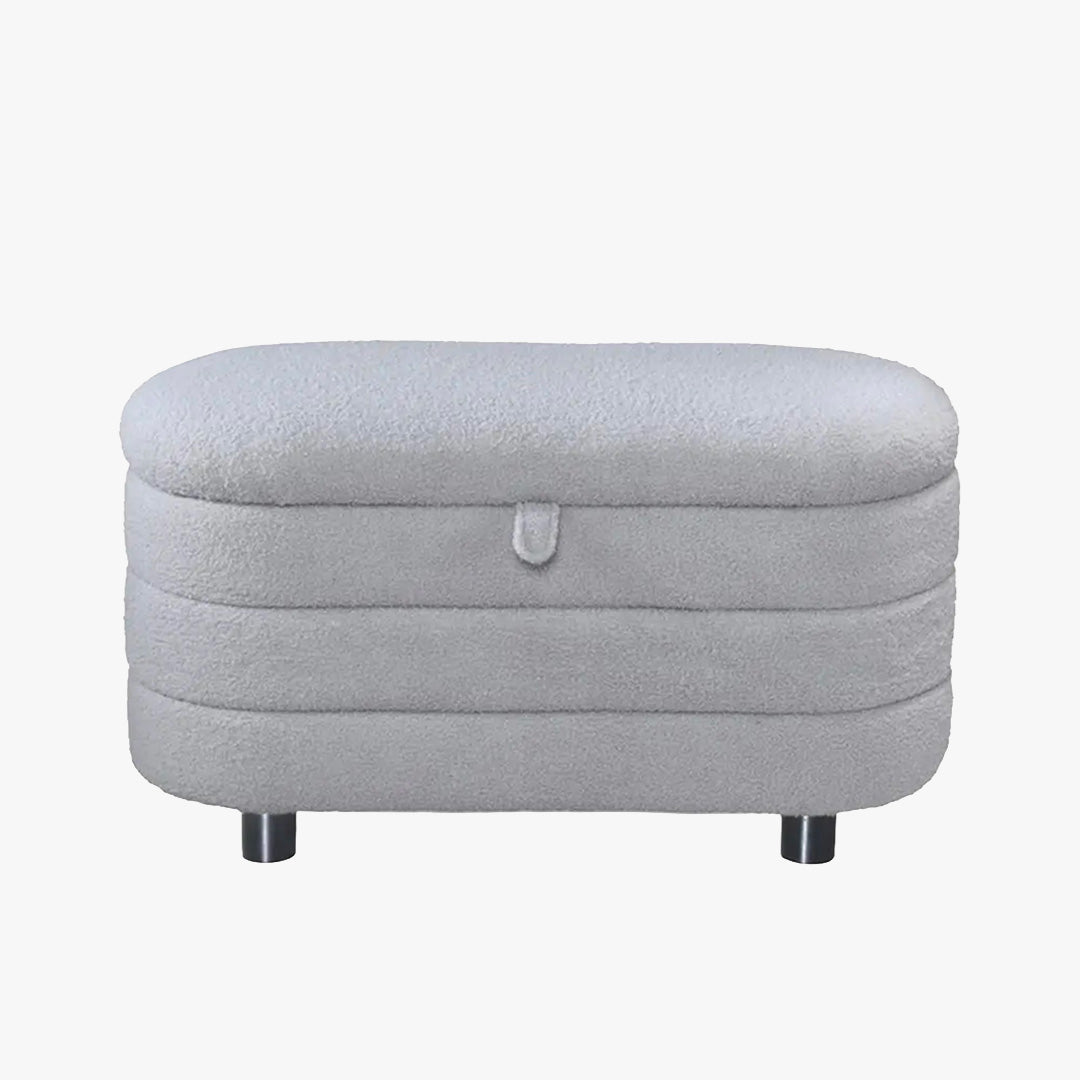 LUCY Banquette coffre en tissu effet peau de mouton gris - Banquettes - Mobilier Deco