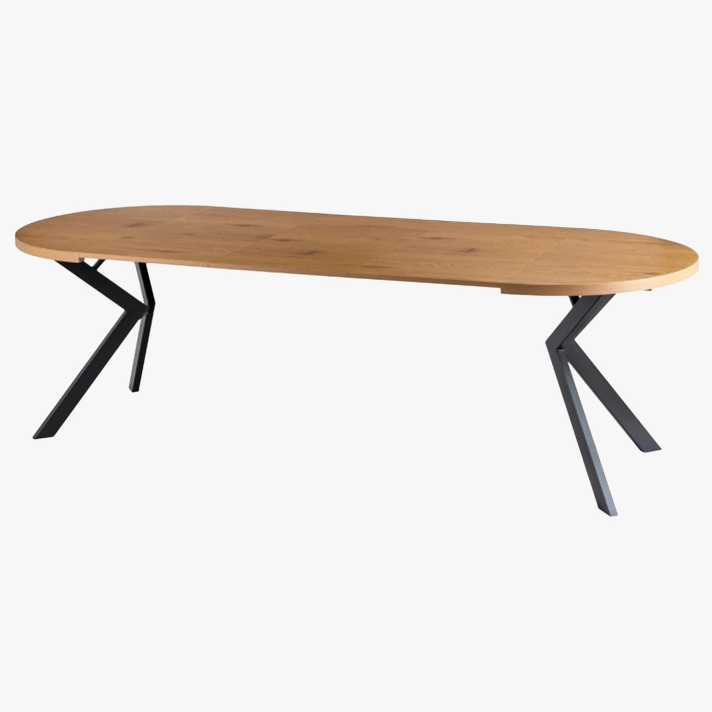 LUKAS Table à manger ronde extensible couleur bois clair pieds métal noir 100-250 cm - Table à manger - Mobilier Deco
