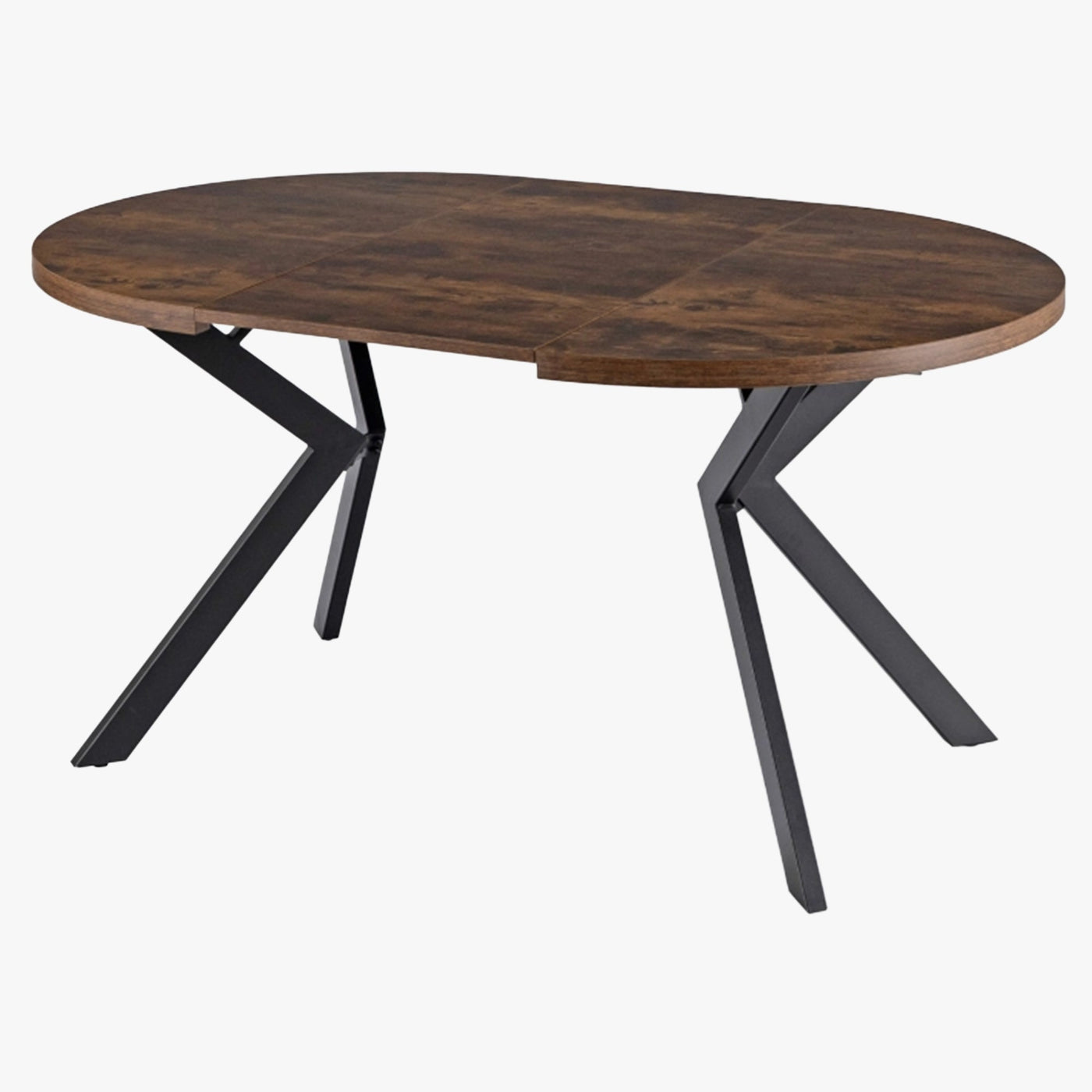 LUKAS Table à manger ronde extensible couleur bois foncé pieds métal noir 100-250 cm - Table à manger - Mobilier Deco