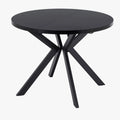 LUKAS Table à manger ronde extensible couleur bois noir pieds métal noir 100-250 cm