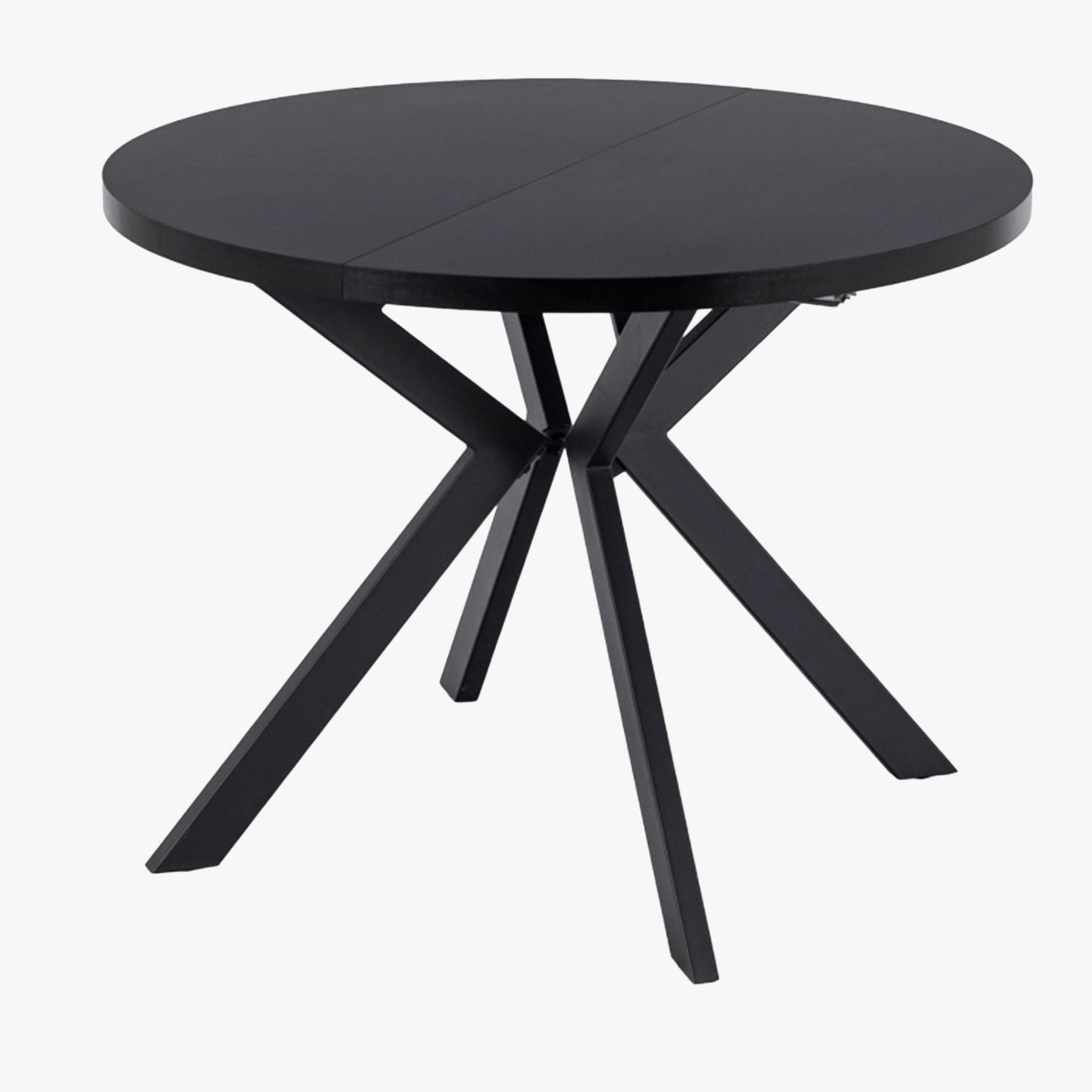 LUKAS Table à manger ronde extensible couleur bois noir pieds métal noir 100-250 cm - Table à manger - Mobilier Deco