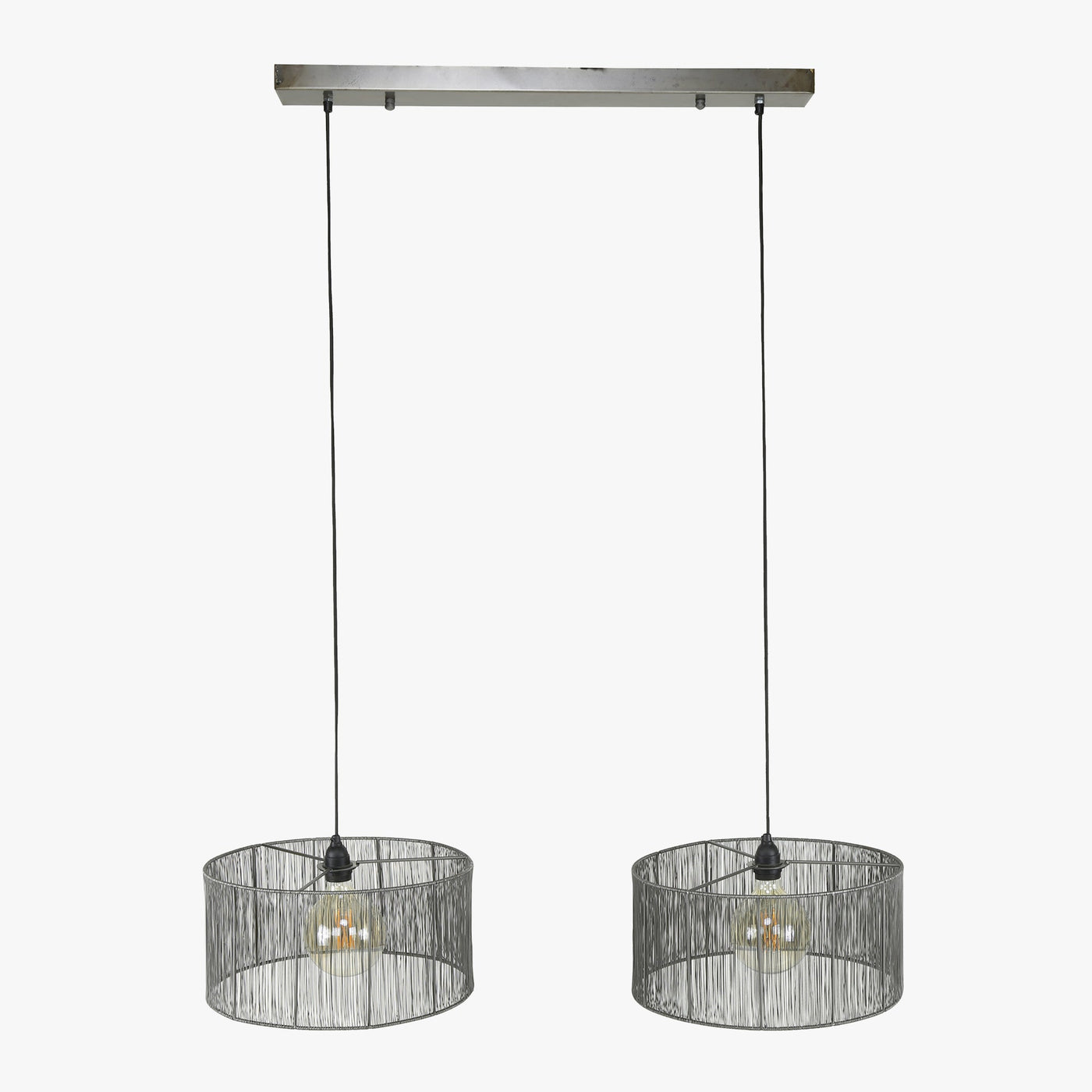 LUMIRA Suspension 2 lampes en métal argenté 120x150 cm - Luminaires - Mobilier Deco