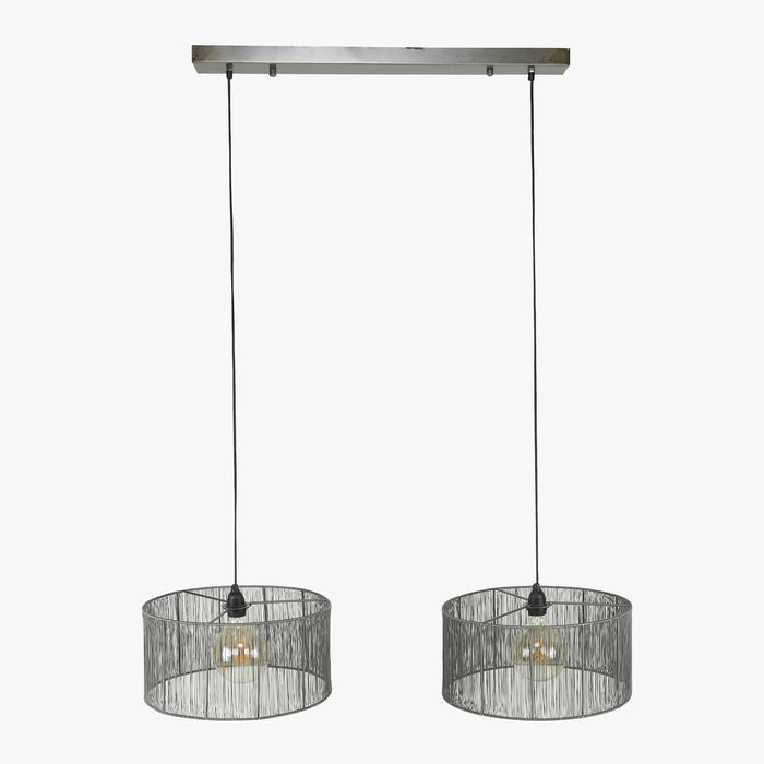 LUMIRA Suspension 2 lampes en métal argenté 120x150 cm