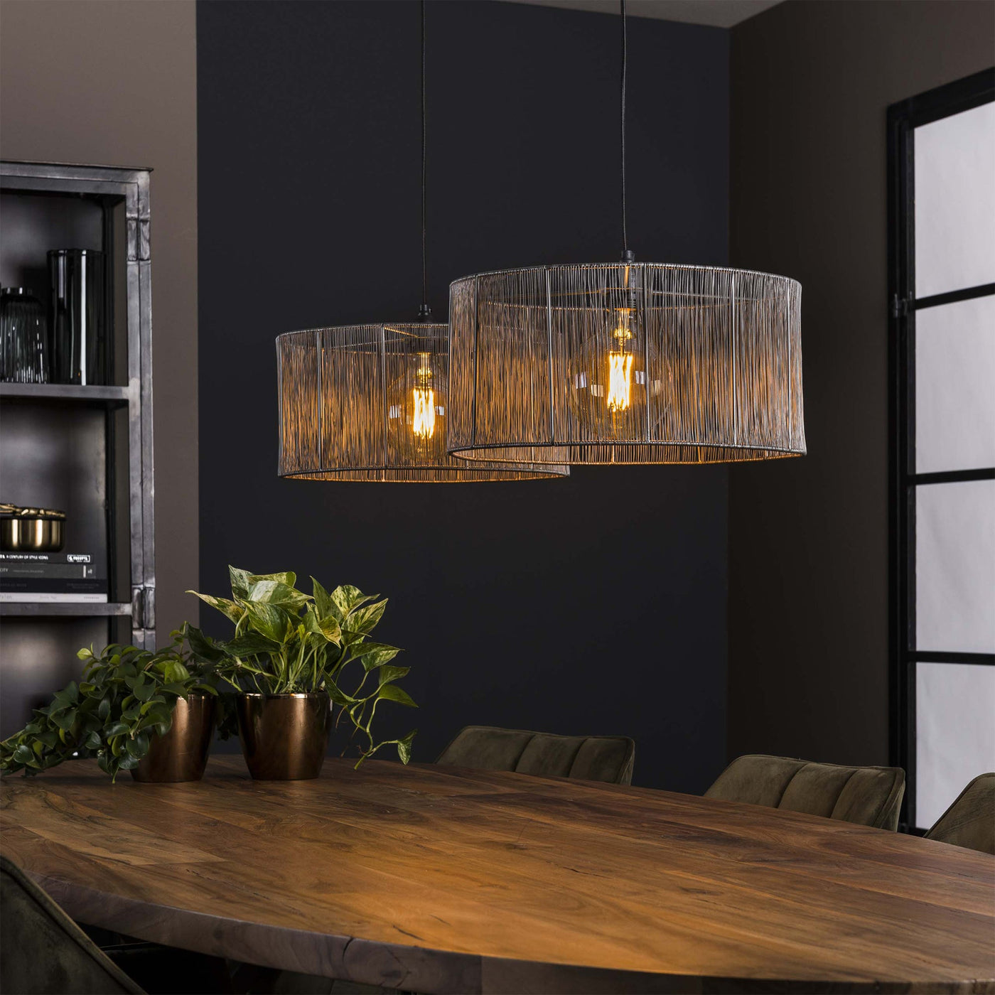 LUMIRA Suspension 2 lampes en métal argenté 120x150 cm - Luminaires - Mobilier Deco