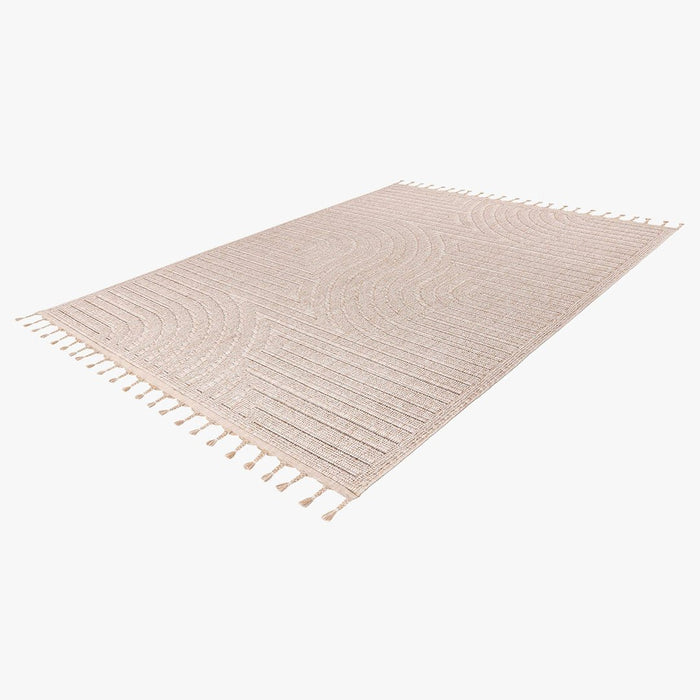 LUXOR 2 Tapis tissé à franges beige - 160x230 cm