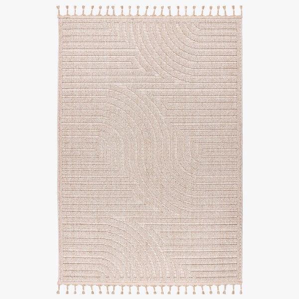 LUXOR 2 Tapis tissé à franges beige - 160x230 cm