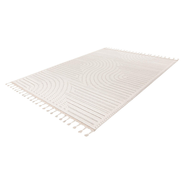 LUXOR 2 Tapis tissé à franges blanc écru - 160x230 cm