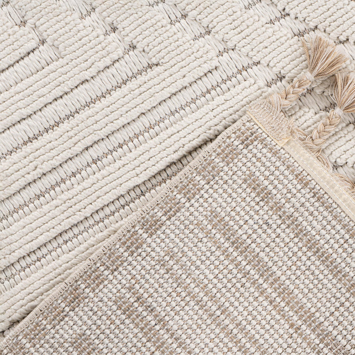 LUXOR 2 Tapis tissé à franges blanc écru - 160x230 cm