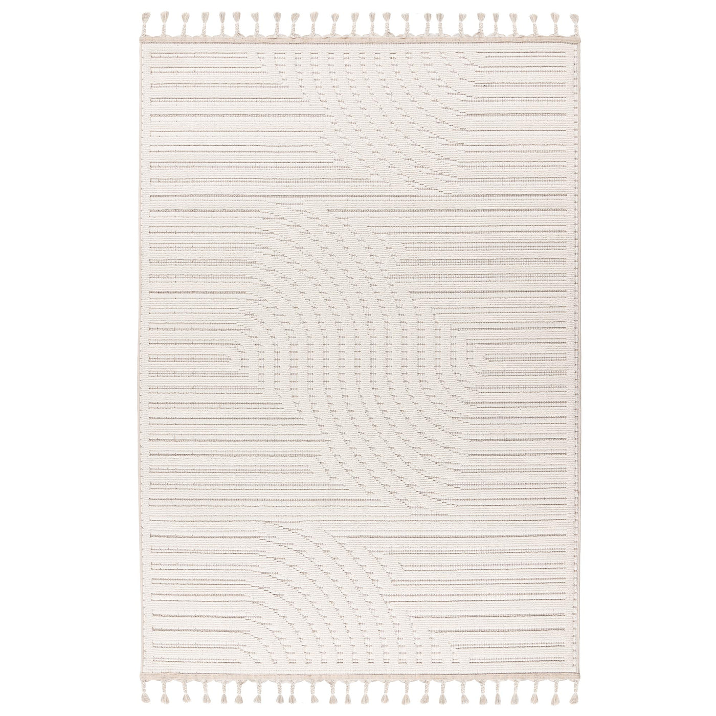 LUXOR 2 Tapis tissé à franges blanc écru - 160x230 cm - Tapis - Mobilier Deco