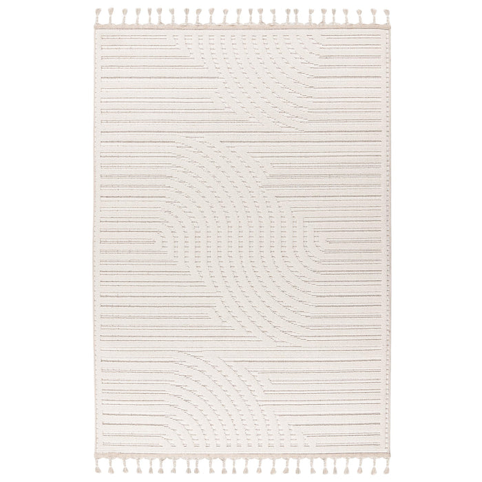 LUXOR 2 Tapis tissé à franges blanc écru - 160x230 cm