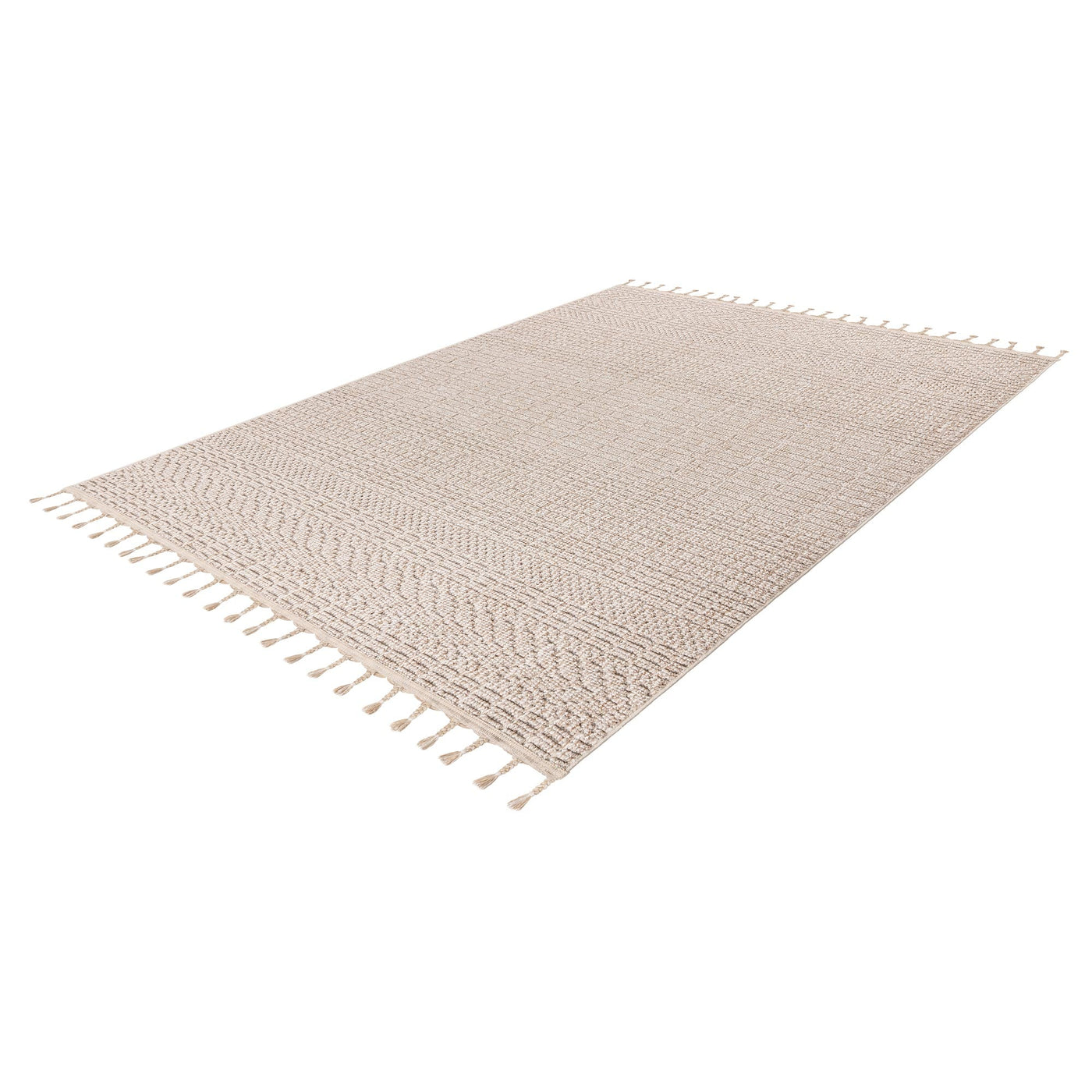 LUXOR Tapis tissé à franges beige - 160x230 cm - Tapis - Mobilier Deco