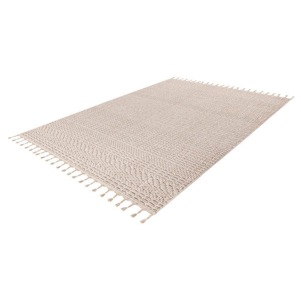 LUXOR Tapis tissé à franges beige - 160x230 cm