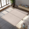 LUXOR Tapis tissé à franges beige - 160x230 cm