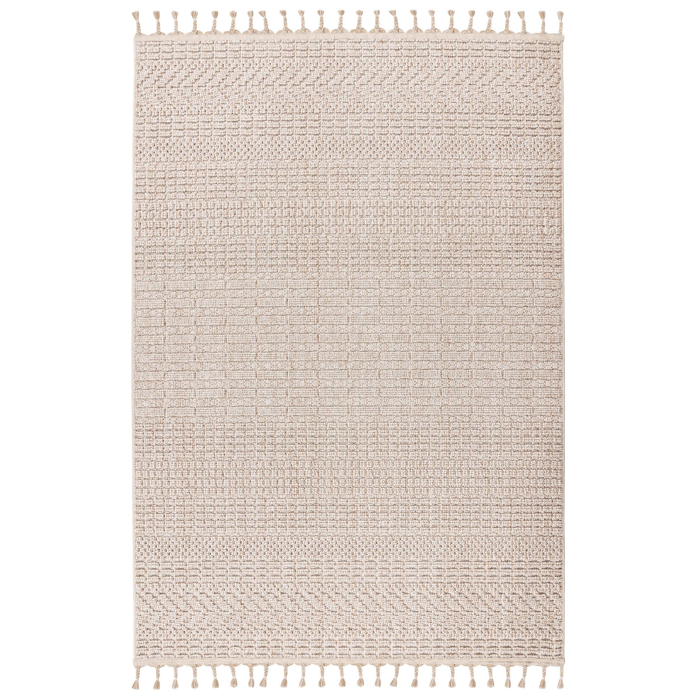 LUXOR Tapis tissé à franges beige - 160x230 cm - Tapis - Mobilier Deco