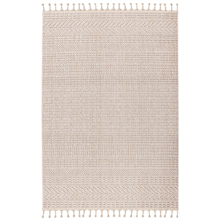 LUXOR Tapis tissé à franges beige - 160x230 cm
