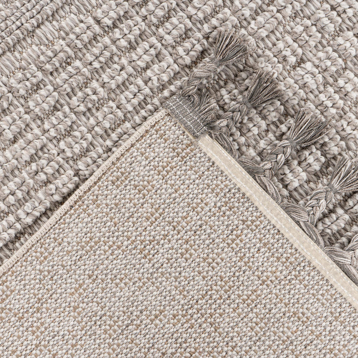 LUXOR Tapis tissé à franges taupe - 160x230 cm