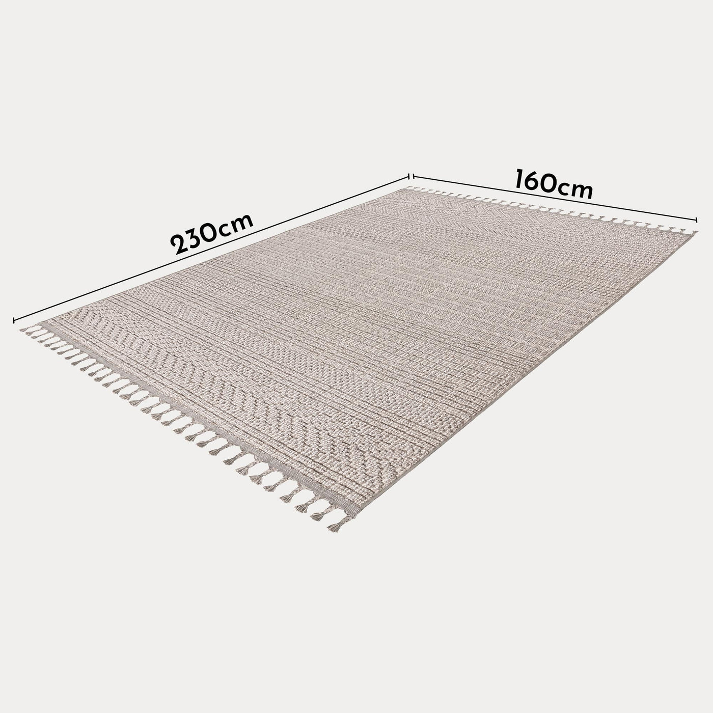 LUXOR Tapis tissé à franges taupe - 160x230 cm - Tapis - Mobilier Deco