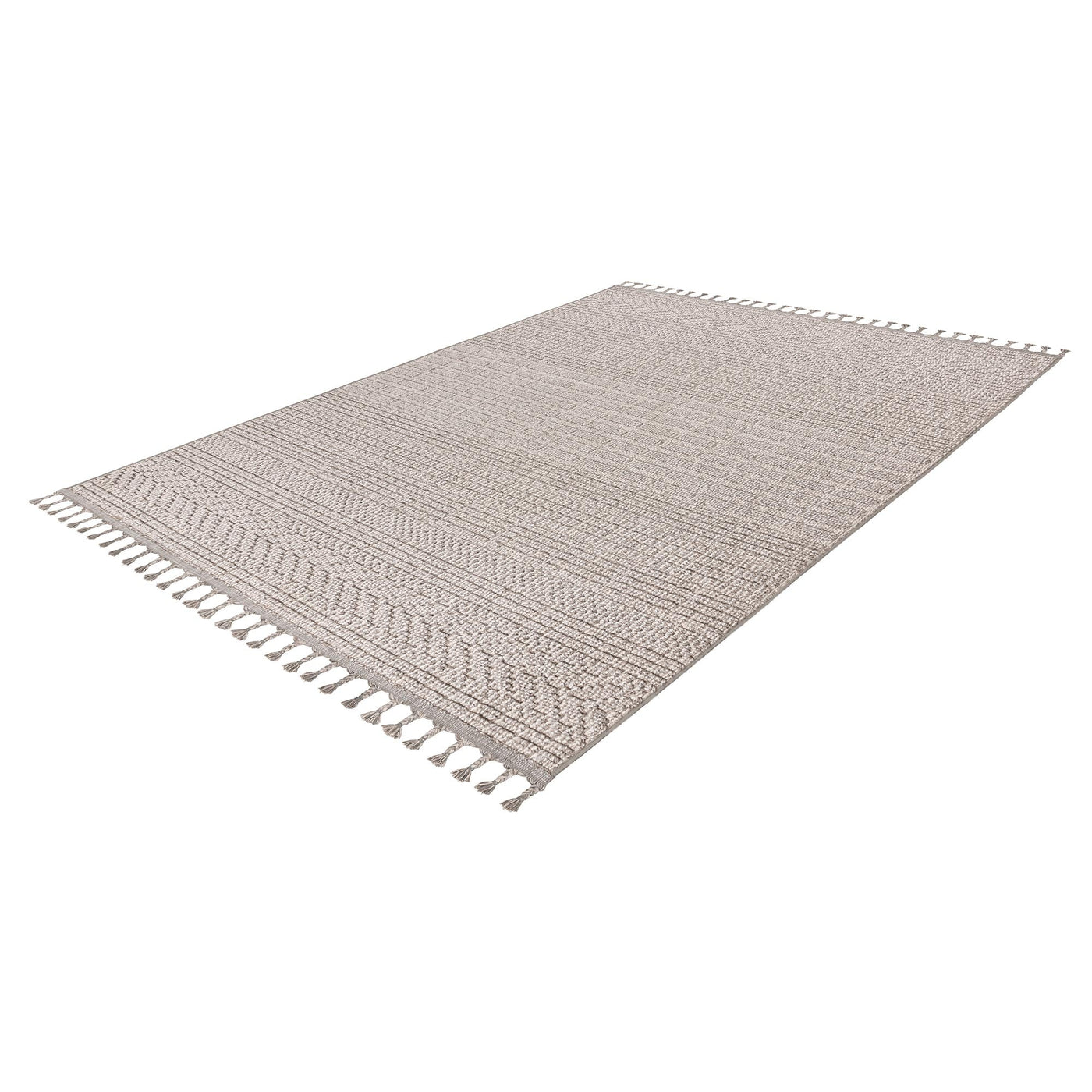 LUXOR Tapis tissé à franges taupe - 160x230 cm - Tapis - Mobilier Deco