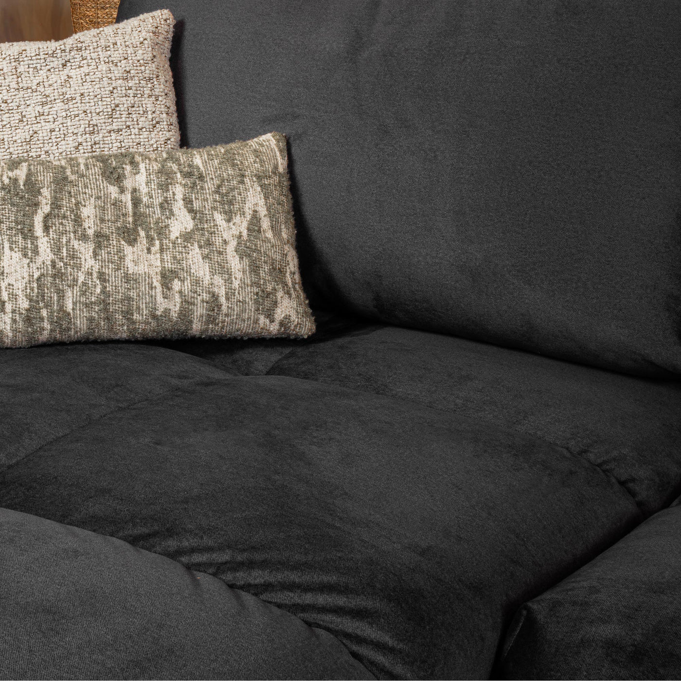 LYGIE Canapé d'angle convertible avec coffre en velours gris foncé - Angle gauche - Canapé d'angle convertible - Mobilier Deco