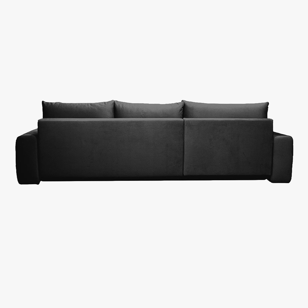 LYGIE Canapé d'angle convertible avec coffre en velours gris foncé - Angle gauche - Canapé d'angle convertible - Mobilier Deco