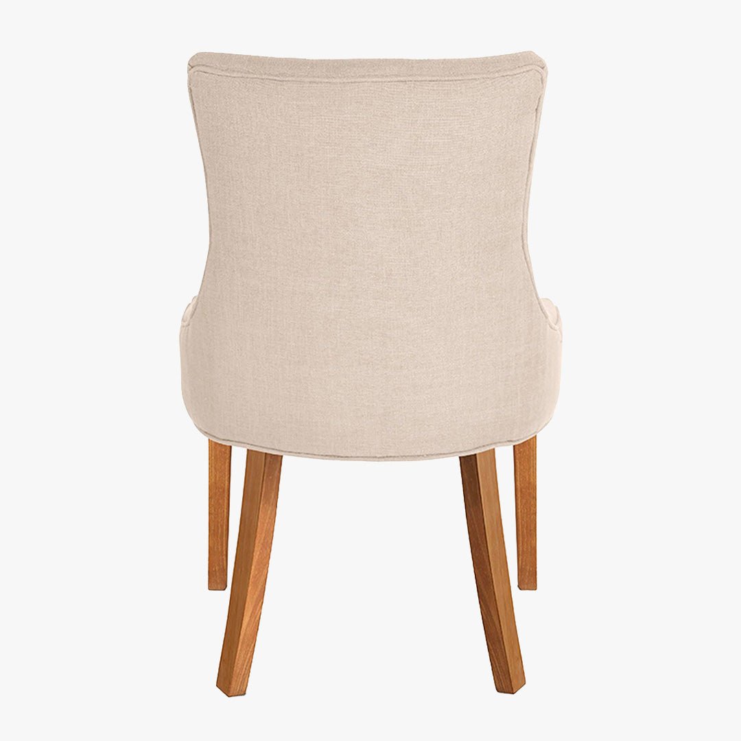 LYZA Lot de 2 chaises en tissu beige piètement bois - Chaise de repas - Mobilier Deco